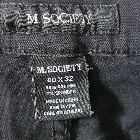 M SOCIETY Black Stretchy Narrow Leg Pipe Leg Jeans 40/32 - Picture 1 of 7